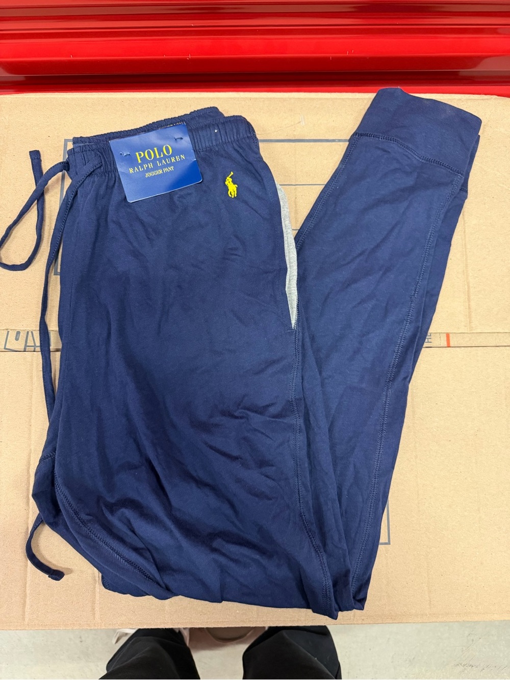 Ralph Lauren Navy Blue Men's Jogger Sweatpants with Yellow Pony